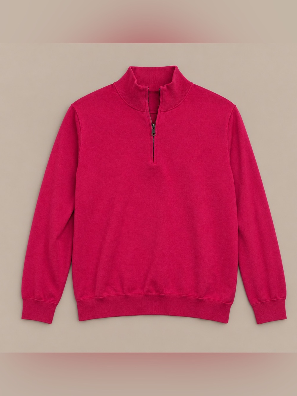 Brooks Brothers Supima Cotton Quarter Zip Sweater Pullover Pink Raspberry L
